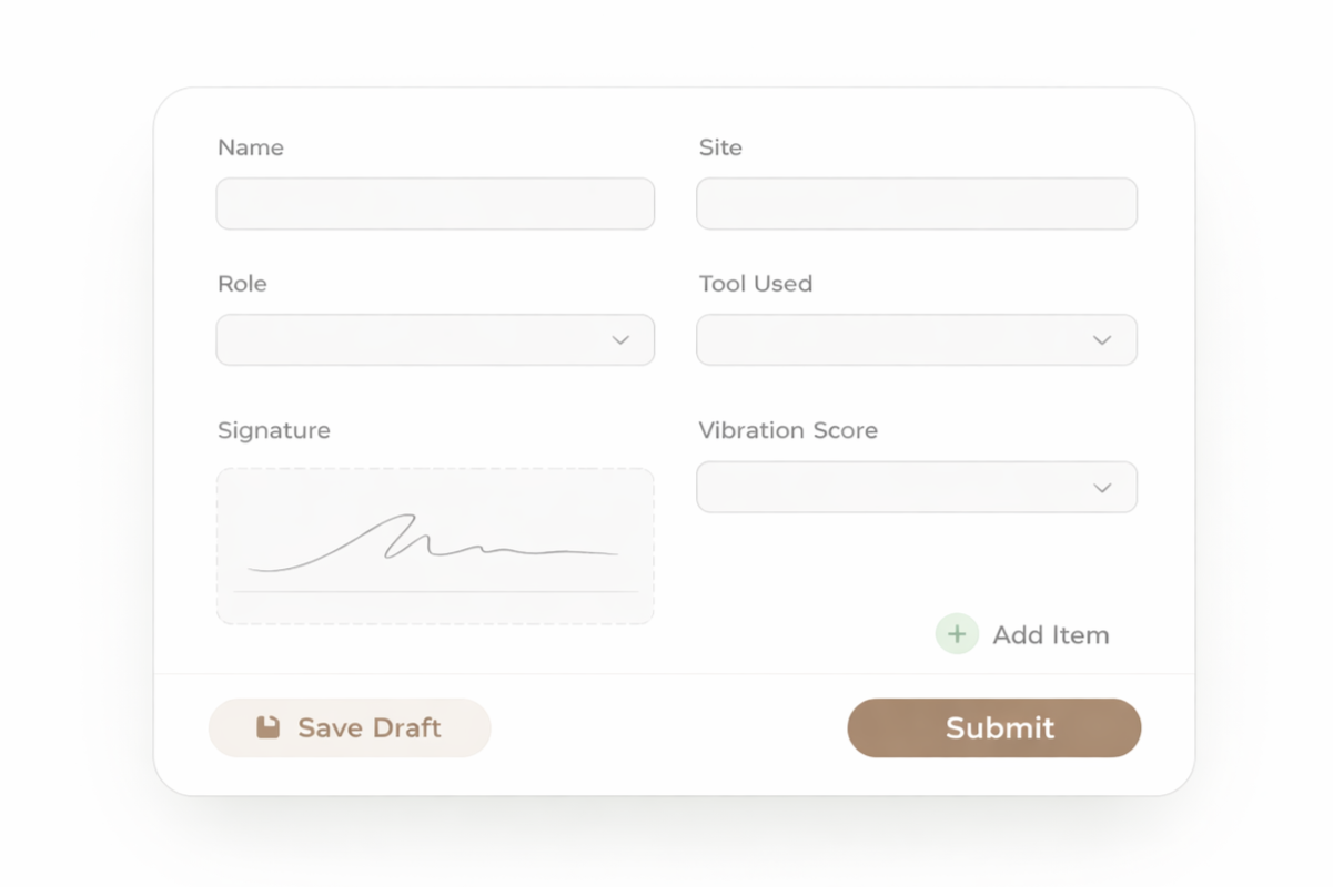Example compliance form UI